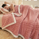 GobekUsa Cozy Rabbit Plush Blanket: Soft Striped Warm Sofa Throw, Absorbent Breathable Nap Blanket