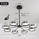 Modern Black Glass Multi-Pendant Chandelier With Remote
