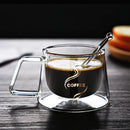 GobekUsa Glass Double Wall Coffee Mug with Handle, 200ml Heat-resistant Espresso Cup