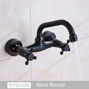 GobekUsa Antique Brass Dual Handle Wall Mount Kitchen Faucet