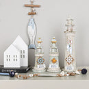 GobekUsa Coastal Wooden Lighthouse & Ship Model for Mediterranean Home Decor