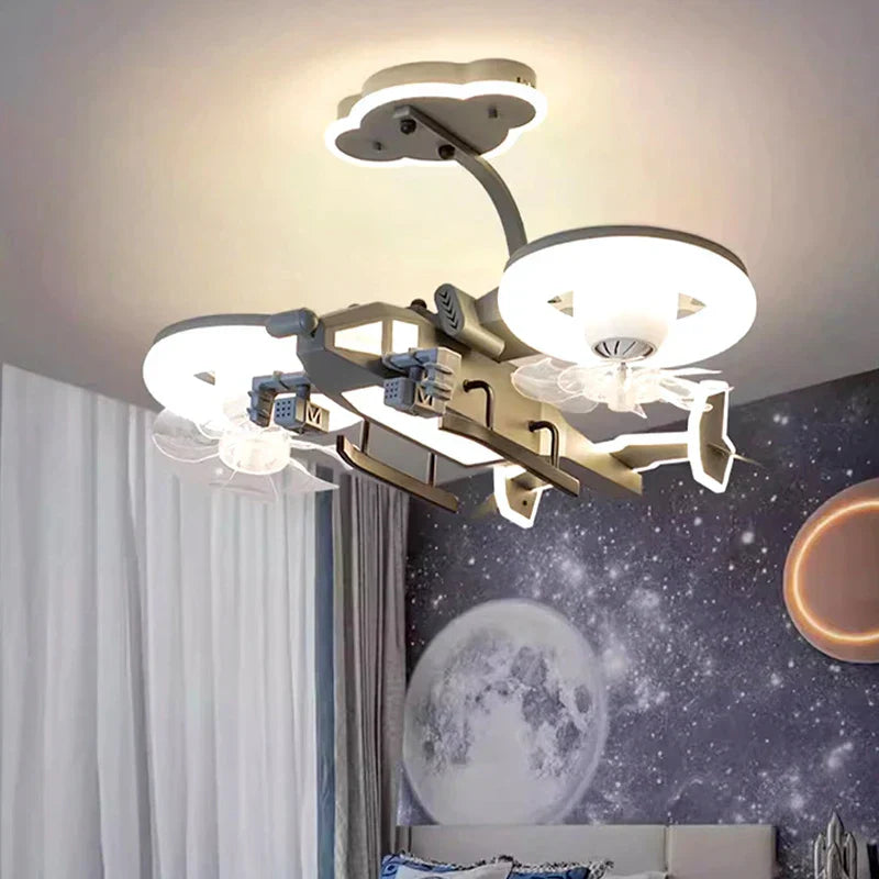 GobekUsa Kids Bedroom Ceiling Fan with Light, Remote Control - Modern LED Lamp