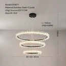 GobekUsa Crystal Gold/Black Ring LED Chandelier: Minimalist Luxury Hanging Ceiling Light Fixtures
