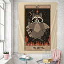 GobekUsa Cute Raccoon Tarot Card Tapestries: Boho Mystery Art for Hippie Home Decor