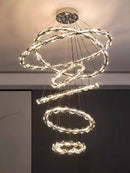 GobekUsa Crystal Ring Chandelier: Modern Dimmable LED Ceiling Fixture