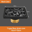 GobekUsa Black Brass Shower Drain Strainer Floor Cover Square Art Carved Grate Basins SY-073R