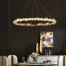 GobekUsa Golden Crystal LED Round Chandelier for Luxury Indoor Lighting