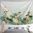 GobekUsa Koi Lotus Ink Tapestry Wall Hanging - Bohemian Aesthetics Home Decor