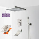 GobekUsa Brushed Nickel Rainfall Shower Faucet Set Wall Mounted Control Valve
