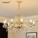 GobekUsa Gold Crystal Chandelier with Lamp Shade for Elegant Living Room, Bedroom, and Kitchen
