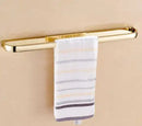 GobekUsa Gold Brass Bathroom Hardware Set: Paper Holder, Towel Bar, Soap Basket, Towel Rack