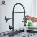 GobekUsa Dual Spout LED Kitchen Faucet 360 Rotate Hot Cold Mixer for Stylish Sink
