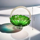 GobekUsa Crystal Handle Fruit Basket Glass Tray for Coffee Table, Elegant Living Room Decor