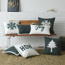 GobekUsa Christmas Plaid Cotton Cushion Cover with Letter Snowflake Embroidery