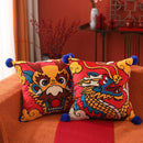 GobekUsa Chinese Dragon Embroidered Cushion Cover: Festive New Year Home Decor Pillow Case