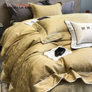 GobekUsa Jacquard Satin & Egyptian Cotton Patchwork Bedding Set - 4pcs