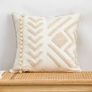 GobekUsa Geometric Embroidery Tassel Cushion Cover - Grey White Simple Loop Tufted Pillow