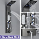 GobekUsa Black LED Waterfall Rain Shower Panel with Massage Sprayer and Bidet Tap
