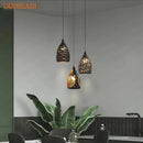 GobekUsa LED Iron Cage Pendant Light - Modern Metal Fixture for Living Room and Restaurant