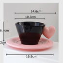 GobekUsa Heart Shape Porcelain Lovers Mug Set Dining Coffee Cup Tea Saucer Juice Cup