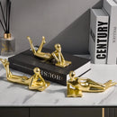 GobekUsa Golden Thinker Reader Man Resin Figure: Abstract Home Decor Figurine
