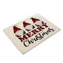 GobekUsa Christmas Linen Dining Table Mats - Festive Home Decor with Santa Claus Print