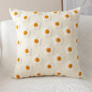 GobekUsa Embroidered Flora Cotton Canvas Pillow Cover 30x50cm Yellow Zigzag Sham