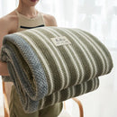 GobekUsa Japanese Striped Coral Fleece Blanket: Warm Sofa Cover, Office Nap Shawl, All Seasons