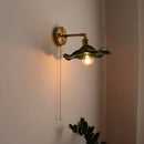 GobekUsa LED Glass Copper Wall Sconce Pull Chain Switch Lamp for Bedroom Living Room