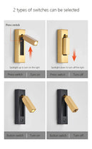 GobekUsa Black Brass Wall Sconce with USB Port and Switch, 3W Spotlight for Bedroom