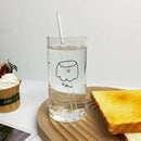GobekUsa Cartoon Glass Cup with Straw for Drinking, Transparent Juice Mug, Practical Kitchen Drinkware
