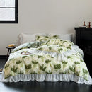 GobekUsa Lace Ruffles Princess Cotton Bedding Set, Floral Quilt Cover, Girls Wedding Home Textiles