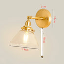 GobekUsa Clear Glass LED Mirror Light Pull Chain Copper E14 Wall Lamp
