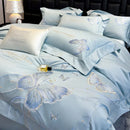 GobekUsa Butterfly Embroidery 100% Egyptian Cotton Bedding Set with Luxury Duvet Cover