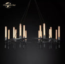 GobekUsa LED Round Glass Chandelier for Living Dining Room Lighting