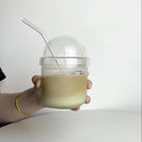 GobekUsa Glass Cup with Lid, Straw, and Pink Bow Tie: Cute, Simple, High-Value Coffee Cup