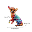 GobekUsa Chihuahua Dog Ornament Resin Handicrafts Home Decor Graffiti Art 18cm