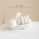 GobekUsa Duck Chopstick Holder Tray White Rabbit Porcelain Plate Home Decor