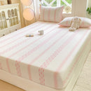 GobekUsa Cotton Jacquard Fitted Sheet Set with 2 Pillowcases, Dustproof & Anti-Slip