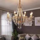 GobekUsa Gold Crystal Pearl Chandelier LED Pendant Lights Luxe Living Room Decor