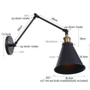 GobekUsa LED Long Arm Wall Lamp with Pull Chain Switch for Home Hotel Bathroom