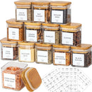 GobekUsa 5oz Glass Jars Set with Bamboo Lids for Tea Coffee Beans Storage