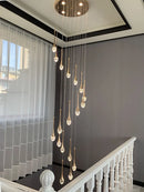 GobekUsa Crystal Bubble Chandelier for Duplex Living Room, Rotating Staircase, Villa Lobby