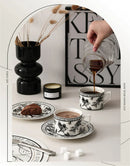 GobekUsa Black Bird Ceramic Coffee Cup and Saucer Set for English Afternoon Tea and Coffee