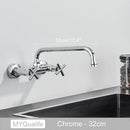 GobekUsa Antique Brass Dual Handle Wall Mount Kitchen Faucet