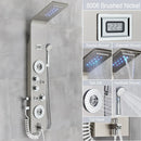 GobekUsa Black LED Waterfall Rain Shower Panel Faucet Set with Massage Jets