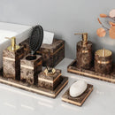 GobekUsa Emperador Dark Marble Bathroom Set: Toothbrush Holder, Soap Dispenser, Luxury Accessories