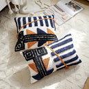 GobekUsa Boho Tufted Pillow Cover Navy Burnt Orange 45x45cm Square for Home Decoration