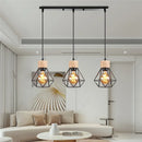 Vintage Black Wood and Iron Cage Pendant Light