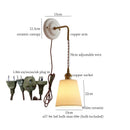 GobekUsa Adjustable LED Wall Sconce Lamp Stripe Ceramic Copper Mirror Bedside